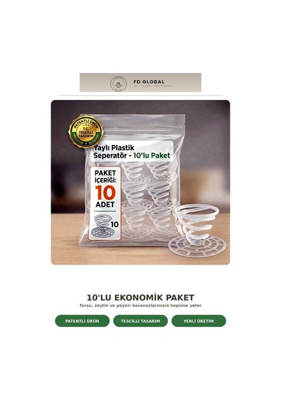 Fd Global Yaylı Plastik Seperatör Turşu, Zeytin, Peynir İçin Batırıcı Ayırıcı 10'lu Paket Şeffaf Şeffaf