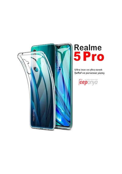 Realme 5 Pro Ince Esnek Seffaf Sararmaz Süper Silikon Kilif 418698292