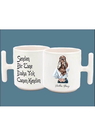 İsimli Senden Bi Tane Daha Yok Canım Kendim Baskılı T Kulp Kupa 2