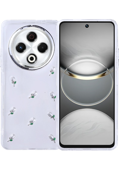 Teleplus Tecno Spark 30 Kılıf Kutup Simli Glitter Lale Desenli Kapak