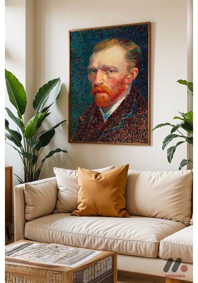 Van Gogh Otoportre, Ahşap Çerçeveli Duvar Tablosu - Sanatsever Hediyesi