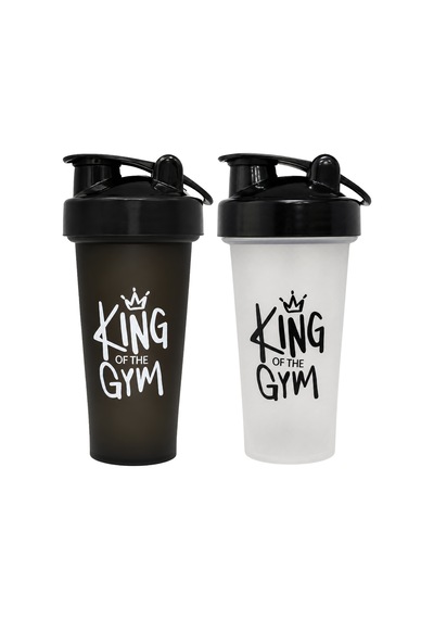 King Of The Gym Shaker 650 Ml Ölçekli Ve Sızdırmaz Kapaklı Protein Shaker 2'li Set Siyah+şeffaf