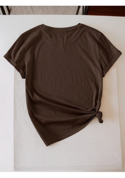 Uyguntarz Unisex Pırlantalı Kadın Portresi Tasarım Basklı Tshirt Kahverengi