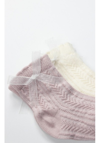 Erturkstore Fiyonklu Penye Soket Çorap 2li 10149 Lila Çok Renkli