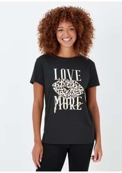 2469 Siyah Baskılı Kadın T-shirt -90 Siyah