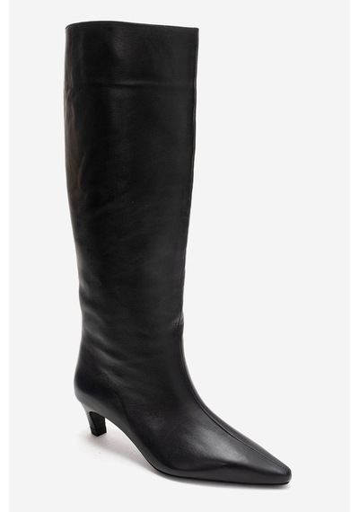 Luvishoes Corvel Siyah Cilt Hakiki Deri Kadın Topuklu Çizme