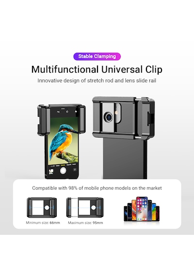 Apexel Klasik Mobil Süper 60x Akıllı Telefon Telefoto Lens Kiti Tanımlandığı Gibi