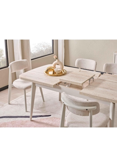 Mirabella Ortadan Açılır Yemek Masası 90x150 Cm Beyaz