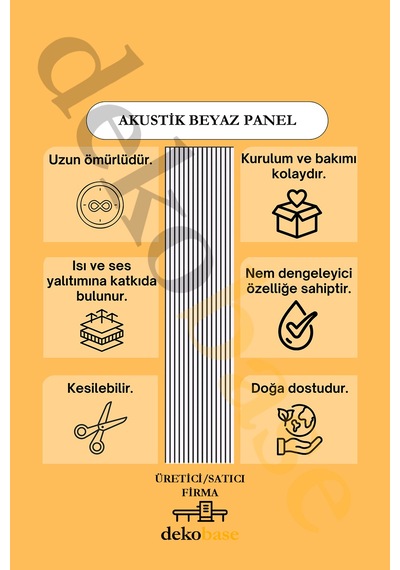 Beyaz 100x270 Cm Yeni Nesil Akustik Ahşap Duvar Paneli