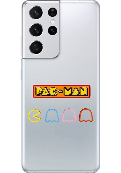 Galaxy S21 Ultra Uyumlu Şeffaf Kılıf 1 Pac-man Tasarımlı