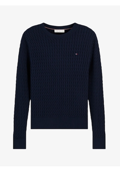 Tommy Hilfiger Co Cable Fıne Gg C-nk Ls Sweater Kadın Mavi Kazak - Ww0ww44993