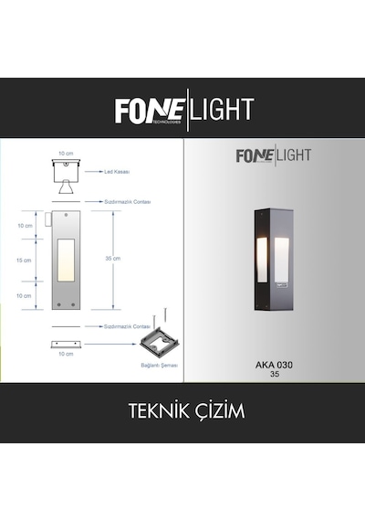 FoneLight AKA 35 cm LED Bahçe Duvar Apliği Antrasit Alüminyum IP65 Dış Mekan Peyzaj Aydınlatması 7W 3000K