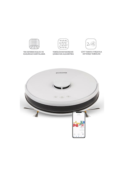Homend Alex Laser 1281H Lazer Akıllı Robot Süpürge Beyaz 2in1 Moplu Haritalamalı