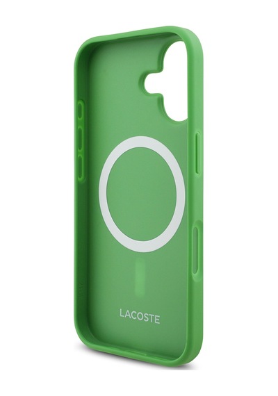 Apple Uyumlu iPhone 17 Kılıf Lacoste Lisanslı M-safe Özellikli Pu Pike Desenli Metal Logolu Kartlıklı Kapak Yeşil Yeşil