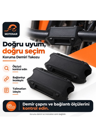 Motenar Motosiklet Koruma Demiri Takozu Siyah Bir Çift