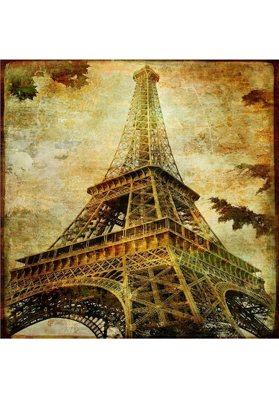 Kolaj Eyfel Ve Paris Doğal Taş Bardak Altlığı 4'lü Set - Natural Stone Coasters - Taş Çok Renkli