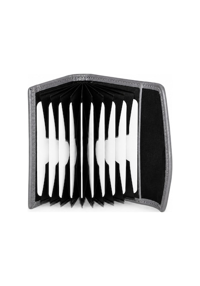 Genel Markalar Vaulto Haki Deri Unisex Akordeon Kartlık Grained Gri