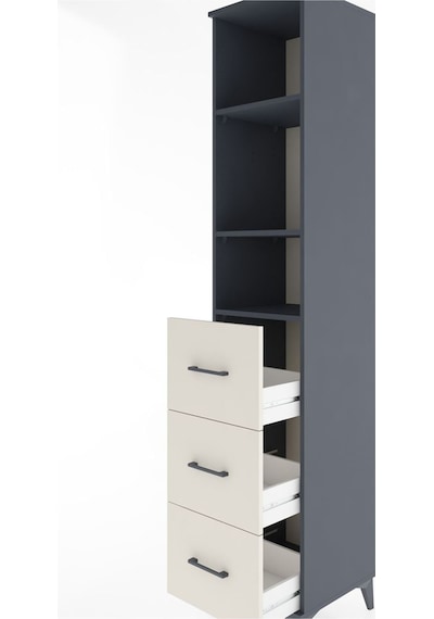 Hyperion Dolap 3 Raflı 3 Çekmeceli 44x44x221 Antrasit-aytaşı Antrasit