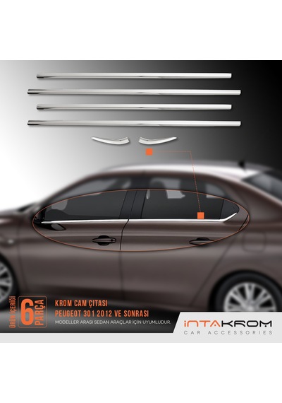 Peugeot 301 Krom Cam Çıtası 6 Parça Paslanmazçelik 2012 Ve Üzeri