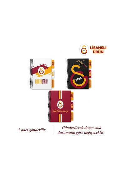 Bakgelal Galatasaray Gslisanslı Spiralli Ayraçlı Not Defteri Sarı Lacivert Taraftar Defteri 1 Adet - 9076066533050 Kırmızı - Sarı
