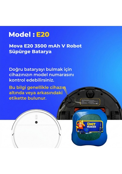 Mova E20 3500 Mah V Robot Süpürge Batarya
