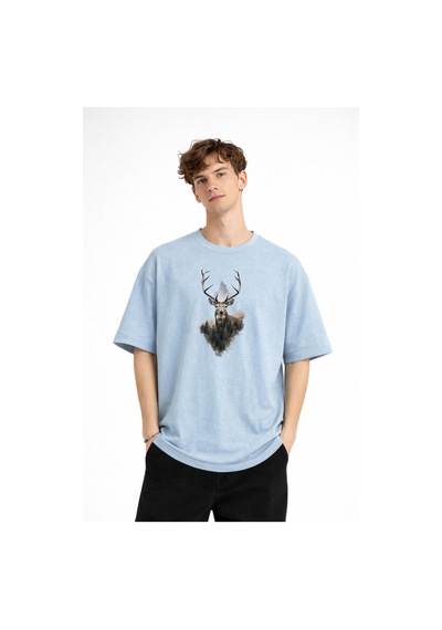Misa Tahtakale Deer - Oversize Erkek Tişört Bebek Mavisi Çok Renkli Misa Tahtakale Deer - Oversize Erkek Tişört Bebek Mavisi Çok Renkli