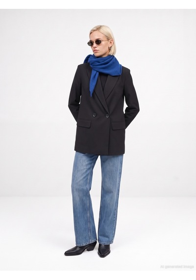 Dilvin 60837 Kruvaze Blazer Ceket Siyah