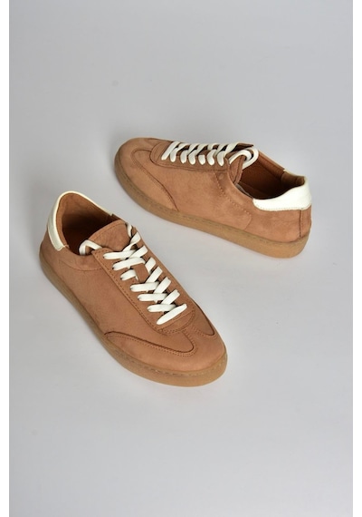 Fox Shoes V999061501 Taba Hakiki Deri Nubuk Kadın Spor Ayakkabı Sneakers Taba