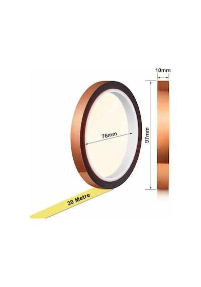Kapton Bant 10mm x 30 Metre Yüksek Düşük Sıcaklık -73C  260C Termal Isıya Dayanıklı Güçlü Yalıtım