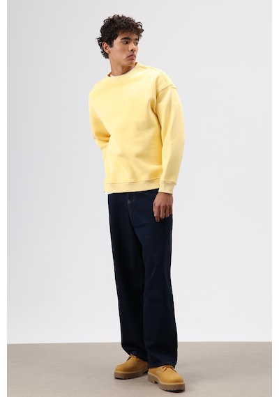 Vamos Basic Oversize Yıkamalı Sweatshirt Sarı