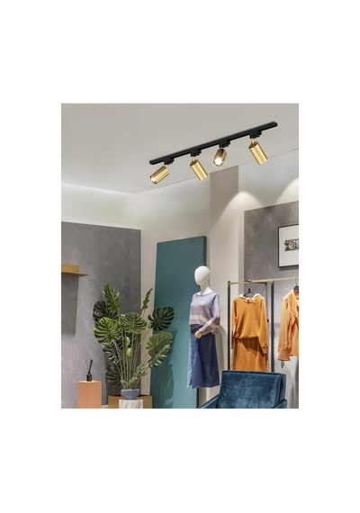 4 Lü Gu10 Ray Spot Tavan Avize Os Ram Led Ampül Yön Verilebilir Alimünyum Mat Gold Eskitme Kaplama Siyah