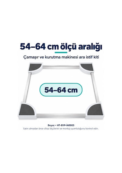 Altus Uyumlu Çamaşır - Kurutma Makinesi Ara İstif Kiti 54-64 Cm - Beyaz