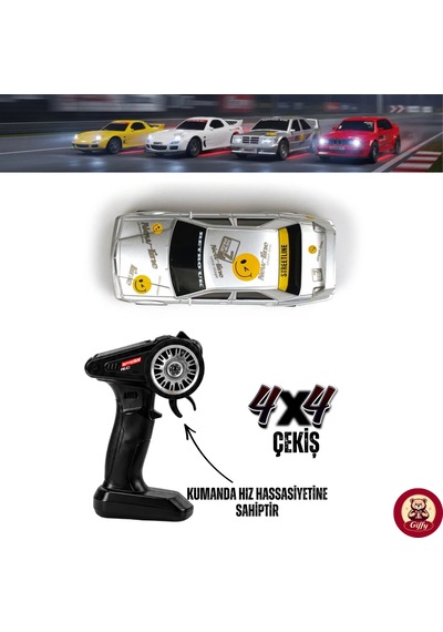 Uzaktan Kumandalı Mini Drift Bmw Evo30 Model Araba Dahili Şarjlı Işıklı 4x4 Taşıma Kumandalı Hız Hassasiyetli Ve Kademeli ,kuka Ve Drift Tekerleri Hediye 1:43 Ölçek Gümüş
