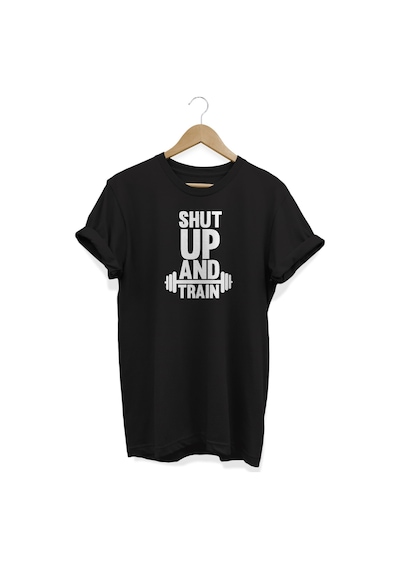 Shut Up Baskılı Siyah T-shirt Siyah