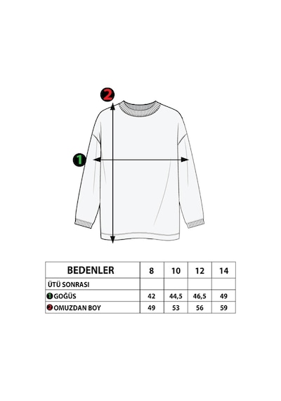 Toontoy Kız Çocuk Kanguru Cepli Baskılı Sweatshirt Yeşil