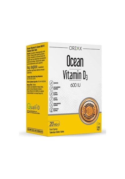 Orzax Ocean Vitamin D3 600 Iu Oral Sprey 20 Ml