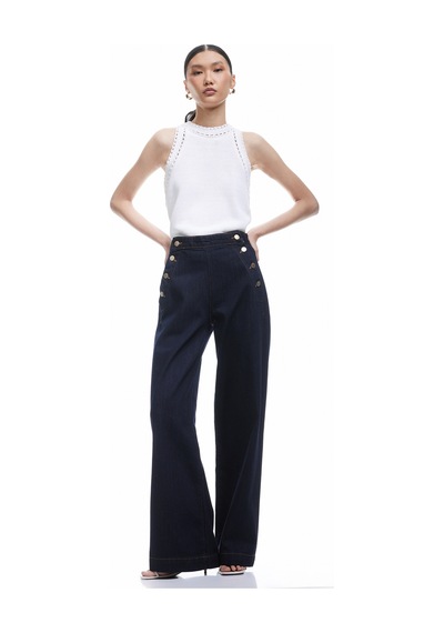 Koton Düğme Detaylı Standart Bel Geniş Paça Jean Pantolon - Wide Leg Jeans Koyu İndigo 5sal40241md Koton Düğme Detaylı Standart Bel Geniş Paça Jean Pantolon - Wide Leg Jeans Koyu İndigo 5sal40241md