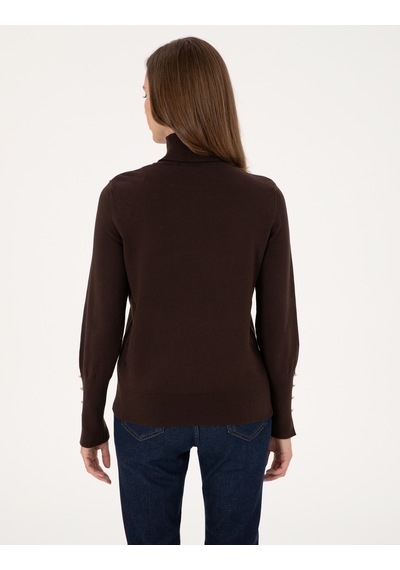 Pierre Cardin Kahverengi Slim Fit Balıkçı Yaka Basic Kazak 50310886-vr029