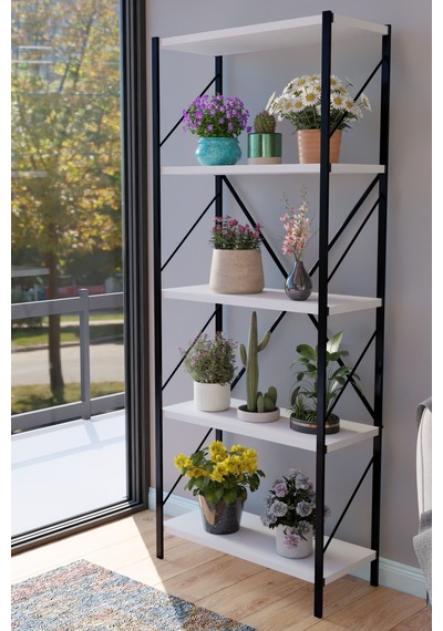 Titan Saksılık Saksı Çiçek Standı Rafı Dekoratif Çok Amaçlı Saksılık 150x60cm Beyaz Beyaz
