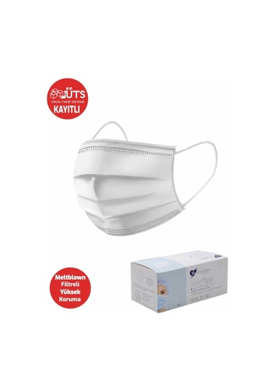 Melantis Medikal 3 Katlı Telli Meltblownlu Cerrahi Maske Beyaz 3 x 50'li