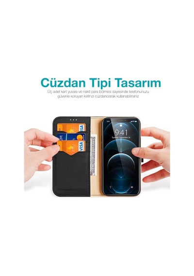 Dux Ducis Apple Uyumlu iPhone 12- 12 Pro Kilif Miknatisli Cüzdanli Deri Kilif 209817694 - Renk / Kirmizi