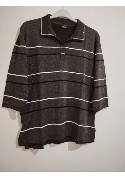 Anne Moda Ankara Üstün Kalite, Çizgili Kaşmir-pamuk-viskoz Karışımlı Şık Kazak/bluz Koyu Kahverengi Anne Moda Ankara Üstün Kalite, Çizgili Kaşmir-pamuk-viskoz Karışımlı Şık Kazak/bluz Koyu Kahverengi