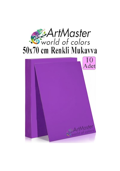 Mor Renkli Mukavva 50x70 Cm 10 Adet 1 Paket Renkli Sert Karton 1.0 Mm Anasınıfı Hobi Etkinlik Okul Öncesi Elişi