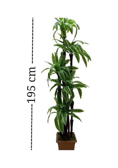 Yukka Dracenea Palmiye 195 Cm 90 Yaprak Büyük Boy Ev Ve Ofis İçin Yapay Ağaç Yeşil