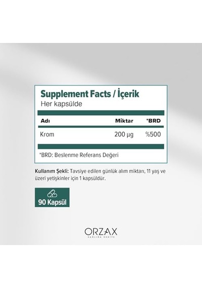 Orzax Krom Pikolinat 20 Mcg 90 Kapsül