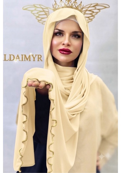 Aldaıyr Tesettür Sandy Şal İpli Bej0011