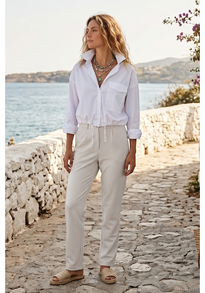 Goffra Kadın Flexon Ultra Esnek Relaxed Beli Lastikli Jogger Pantolon Taş W702-r0433-08
