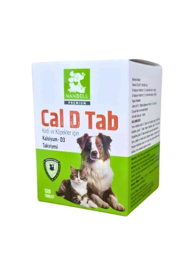 Nanbell Cal D Tab Kedi Ve Köpekler İçin Kalsiyum + D3 Takviyesi 120 Tablet Kemik Ve Diş Gelişimini