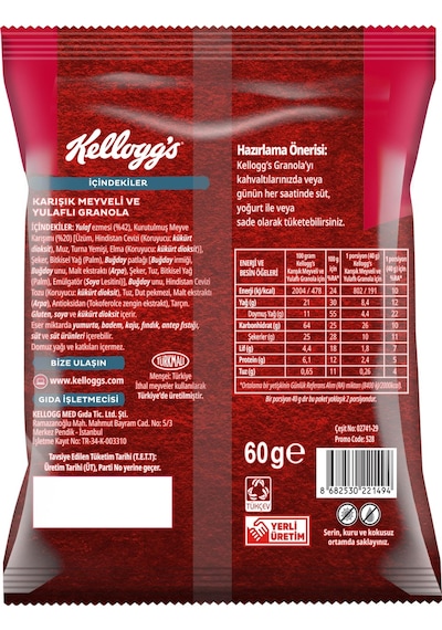 Kellogg's Karışık Meyveli Granola 60 Gr