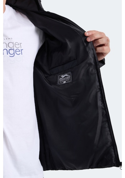 Slazenger Horızon I Erkek Dik Yaka Fermuarlı Siyah Mont & Kaban Siyah